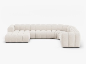 COLTAR PANORAMIC LUPIN, 370, PE DREAPTA, BEJ DESCHIS, CU TAPITERIE DIN TEXTIL CHENILLE EDEN, MICADONI