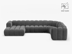 COLTAR PANORAMIC LUPIN, 370, PE DREAPTA, GRI, CU TAPITERIE DIN TEXTIL CATIFEA VENUS, MICADONI