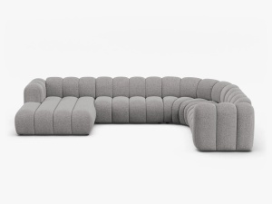 COLTAR PANORAMIC LUPIN, 370, PE DREAPTA, GRI DESCHIS, CU TAPITERIE DIN TEXTIL CHENILLE EDEN, MICADONI