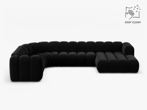 COLTAR PANORAMIC LUPIN, 370, PE DREAPTA, NEGRU, CU TAPITERIE DIN TEXTIL CATIFEA VENUS, MICADONI