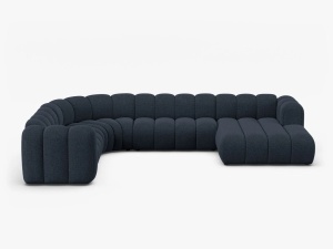 COLTAR PANORAMIC LUPIN, 370, PE STANGA, ALBASTRU MARIN, CU TAPITERIE DIN TEXTIL CHENILLE EDEN, MICADONI