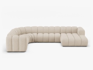 COLTAR PANORAMIC LUPIN, 370, PE STANGA, BEJ, CU TAPITERIE DIN TEXTIL BOUCLE BALOO, MICADONI