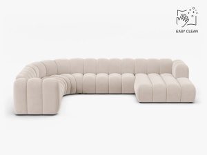 COLTAR PANORAMIC LUPIN, 370, PE STANGA, BEJ DESCHIS, CU TAPITERIE DIN TEXTIL CATIFEA VENUS, MICADONI