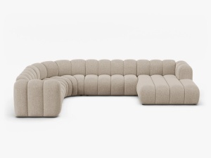 COLTAR PANORAMIC LUPIN, 370, PE STANGA, BEJ INCHIS, CU TAPITERIE DIN TEXTIL CHENILLE EDEN, MICADONI