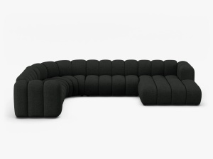 COLTAR PANORAMIC LUPIN, 370, PE STANGA, NEGRU, CU TAPITERIE DIN TEXTIL BOUCLE BALOO, MICADONI