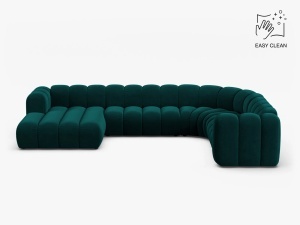 COLTAR PANORAMIC LUPIN, 370, PE STANGA, PETROL INTENS, CU TAPITERIE DIN TEXTIL CATIFEA VENUS, MICADONI