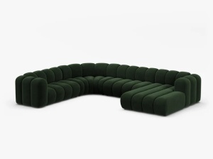 COLTAR PANORAMIC LUPIN, 370, PE STANGA, VERDE SMARALD, CU TAPITERIE DIN TEXTIL CATIFEA VENUS, MICADONI - Img 2