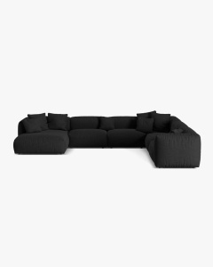 COLTAR PANORAMIC MARTINA, 160X106 CM, PE DREAPTA, NEGRU, TAPITAT CU TAPITERIE DIN TEXTIL STRUCTURAT BOSTON, MICADONI