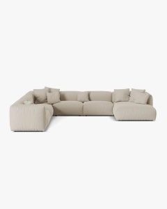 COLTAR PANORAMIC MARTINA, 160X106 CM, PE STANGA, BEJ DESCHIS, TAPITAT CU TAPITERIE DIN TEXTIL STRUCTURAT BOSTON, MICADONI