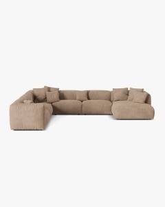 COLTAR PANORAMIC MARTINA, 160X106 CM, PE STANGA, BEJ INCHIS, TAPITAT CU TAPITERIE DIN TEXTIL CATIFEA VOGUE, MICADONI