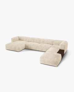 COLTAR PANORAMIC MARTINA, BEJ DESCHIS, 406 CM, DREAPTA, CU TAPITERIE DIN TEXTIL CORDOI TILIA, MICADONI - Img 2