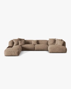 COLTAR PANORAMIC MARTINA, BEJ INCHIS, 406 CM, STANGA, CU TAPITERIE DIN TEXTIL CATIFEA VOGUE, MICADONI