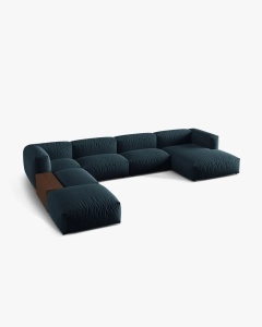COLTAR PANORAMIC MARTINA, BLUE GEANS, 406 CM, STANGA, CU TAPITERIE DIN TEXTIL STRACTURAT BOSTON, MICADONI - Img 2