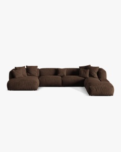 COLTAR PANORAMIC MARTINA, CIOCOLATIU, 406 CM, DREAPTA, CU TAPITERIE DIN TEXTIL CATIFEA VOGUE, MICADONI