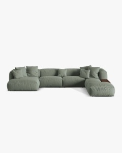COLTAR PANORAMIC MARTINA, VERDE MUSCHI, 406 CM, DREAPTA, CU TAPITERIE DIN TEXTIL STRACTURAT BOSTON, MICADONI