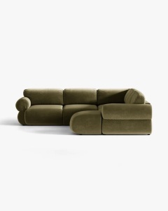COLTAR PANORAMIC MODULAR, OPHELIA, VERDE, PE STANGA, 370 CM, CU TAPITERIE DIN TEXTIL CATIFEA VENUS, MICADONI - Img 2