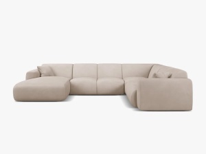 COLTAR PANORAMIC MOLINO, PE DREAPTA, BEJ, 326 CM, , CU TAPITERIE DIN TEXTIL CHENILLE REBEL, MICADONI - Img 2