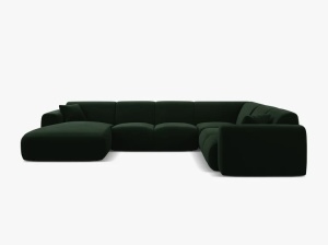 COLTAR PANORAMIC MOLINO, PE DREAPTA, VERDE SMARALD, 326 CM, , CU TAPITERIE DIN TEXTIL CATIFEA VELVET CASINO, MICADONI - Img 2