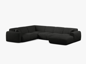 COLTAR PANORAMIC MOLINO, PE STANGA, NEGRU, 326 CM, , CU TAPITERIE DIN TEXTIL BOUCLE BALOO, MICADONI