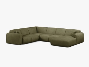 COLTAR PANORAMIC MOLINO, PE STANGA, VERDE DESCHIS, 326 CM, , CU TAPITERIE DIN TEXTIL CHENILLE REBEL, MICADONI