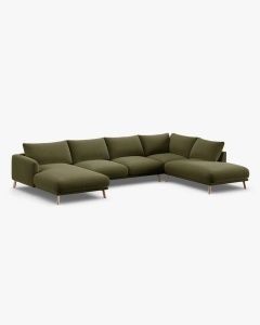 COLTAR PANORAMIC NAOMI, PE DREAPTA, VERDE, 235X265 CM, TAPITAT CU TAPITERIE DIN TEXTIL CATIFEA SALVADOR, MICADONI - Img 3