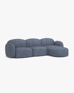 COLTAR PE DREAPTA, BLAIR, 274X 95, MELANJ ALBASTRU, CU TAPITERIE DIN TEXTIL STRUCTURAT BALTIMORE, MICADONI - Img 2