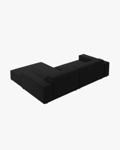 COLTAR PE DREAPTA, CU 3 LOCURI JODIE, 224X162 CM, ADANCIME SCAUN 62 CM, NEGRU, TAPITAT CU TAPITERIE DIN TEXTIL STRUCTURAT MEGAN, MICADONI - Img 4