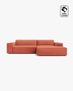 COLTAR PE DREAPTA, CU 3 LOCURI JODIE, 224X162 CM, ADANCIME SCAUN 62 CM, CORAI, TAPITAT CU TAPITERIE DIN TEXTIL CATIFEA VENUS, MICADONI