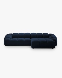 COLTAR PE DREAPTA DIANA, ALBASTRU ROYAL, 334X182 CM, TAPITAT CU TAPITERIE DIN TEXTIL CATIFEA SALVADORE, MICADONI
