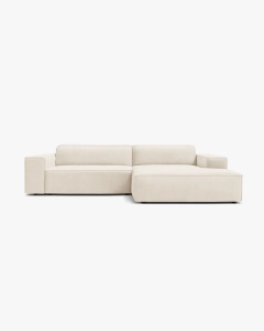COLTAR PE DREAPTA JODIE, CU 3 LOCURI, 224X162 CM, ADANCIME SCAUN 62 CM, BEJ DESCHIS, TAPITAT CU TAPITERIE DIN TEXTIL CATIFEA BLUVEL MICADONI