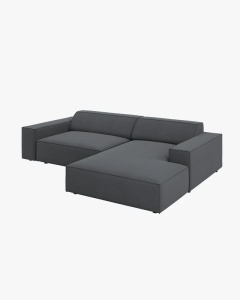COLTAR PE DREAPTA JODIE, CU 3 LOCURI, 224X162 CM, ADANCIME SCAUN 62 CM, GRI INCHIS, TAPITAT CU TAPITERIE DIN TEXTIL STRUCTURAT MEGAN, MICADONI - Img 2