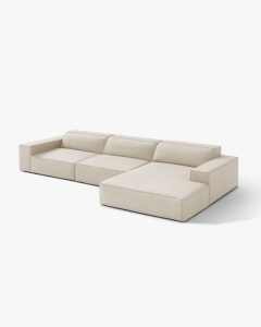 COLTAR PE DREAPTA JODIE, CU 4 LOCURI, 284X162 CM, ADANCIME SCAUN 62 CM, BEJ, TAPITAT CU TAPITERIE DIN TEXTIL BOUCLE BALOO, MICADONI - Img 2