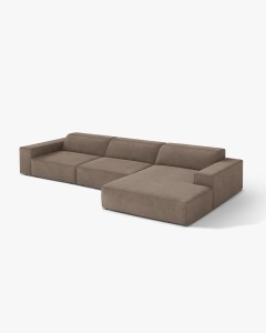 COLTAR PE DREAPTA JODIE, CU 4 LOCURI, 284X162 CM, ADANCIME SCAUN 62 CM, CAPPUCCINO, TAPITAT CU TAPITERIE DIN TEXTIL STRUCTURAT LIBERTY, MICADONI - Img 2