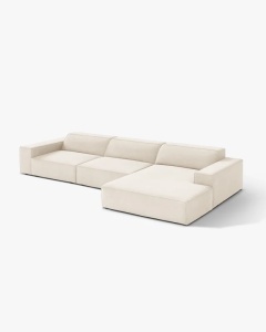 COLTAR PE DREAPTA JODIE, CU 4 LOCURI, 284X162 CM, ADANCIME SCAUN 62 CM, BEJ DESCHIS, TAPITAT CU TAPITERIE DIN TEXTIL CATIFEA BLUVEL, MICADONI - Img 2