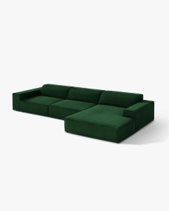 COLTAR PE DREAPTA JODIE, CU 4 LOCURI, 284X162 CM, ADANCIME SCAUN 62 CM, VERDE SMARLD, TAPITAT CU TAPITERIE DIN TEXTIL CATIFEA BLUVEL, MICADONI - Img 2