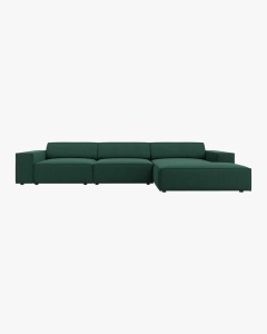 COLTAR PE DREAPTA JODIE, CU 4 LOCURI, 284X162 CM, ADANCIME SCAUN 62 CM, VERDE, TAPITAT CU TAPITERIE DIN TEXTIL STRUCTURAT MEGAN, MICADONI