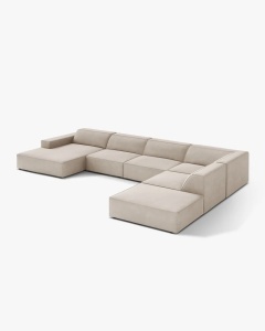 COLTAR PE DREAPTA JODIE, CU 7 LOCURI, 361X258 CM, ADANCIME SCAUN 62 CM, BEJ INCHIS, TAPITAT CU TAPITERIE DIN TEXTIL CATIFEA VENUS, MICADONI - Img 3