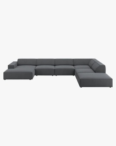 COLTAR PE DREAPTA JODIE, CU 7 LOCURI, 361X258 CM, ADANCIME SCAUN 62 CM, GRI INCHIS, TAPITAT CU TAPITERIE DIN TEXTIL STRUCTURAT MEGAN, MICADONI
