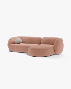 COLTAR PE DREAPTA KATE, ROZ, 285X176 CM, TAPITAT CU TAPITERIE DIN TEXTIL CATIFEA SALVADOR, MICADONI - Img 2