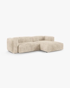 COLTAR PE DREAPTA MARTINA, 180X176 CM, ADANCIME SCAUN 90 CM, BEJ DESCHIS, TAPITAT CU TAPITERIE DIN TEXTIL CORDOI TILIA, MICADONI - Img 2