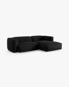 COLTAR PE DREAPTA MARTINA, 180X176 CM, ADANCIME SCAUN 90 CM, NEGRU, TAPITAT CU TAPITERIE DIN TEXTIL STRUCTURAT BOSTON, MICADONI - Img 2