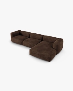COLTAR PE DREAPTA MARTINA, 330X176 CM, ADANCIME SCAUN 90 CM, CIOCOLATIU, TAPITAT CU TAPITERIE DIN TEXTIL CATIFEA VOGUE, MICADONI - Img 3