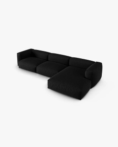 COLTAR PE DREAPTA MARTINA, 330X176 CM, ADANCIME SCAUN 90 CM, NEGRU, TAPITAT CU TAPITERIE DIN TEXTIL STRUCTURAT BOSTON, MICADONI - Img 3