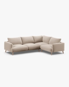 COLTAR PE DREAPTA, NAOMI, BEJ, 280X195 CM, TAPITAT CU TAPITERIE DIN TEXTIL CATIFEA SALVADOR, MICADONI - Img 3