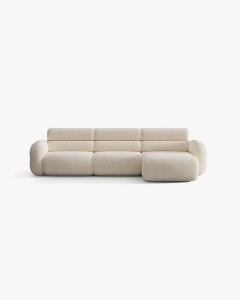 COLTAR PE DREAPTA, NEO, BEJ DESCHIS, 305X165 CM, TAPITAT CU TAPITERIE DIN TEXTIL CHENILLE SILENCIO, MICADONI
