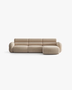 COLTAR PE DREAPTA, NEO, NISIPIU, 305X165 CM, TAPITAT CU TAPITERIE DIN TEXTIL CHENILLE SILENCIO, MICADONI