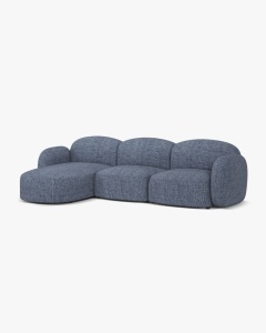 COLTAR PE STANGA, BLAIR, 274X 95, MELANJ ALBASTRU, CU TAPITERIE DIN TEXTIL STRUCTURAT BALTIMORE, MICADONI - Img 2