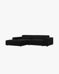 COLTAR PE STANGA, CU 3 LOCURI JODIE, 224X162 CM, ADANCIME SCAUN 62 CM, NEGRU, TAPITAT CU TAPITERIE DIN TEXTIL STRUCTURAT MEGAN, MICADONI - Img 2