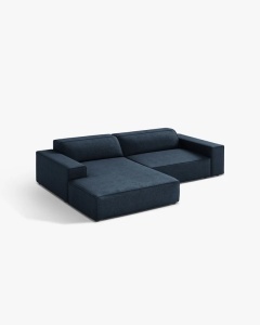 COLTAR PE STANGA, CU 3 LOCURI JODIE, 224X162 CM, ADANCIME SCAUN 62 CM, ALBASTRU INCHIS, TAPITAT CU TAPITERIE DIN TEXTIL BOUCLE BALOO, MICADONI - Img 2