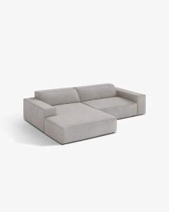 COLTAR PE STANGA JODIE, CU 3 LOCURI, 224X162 CM, ADANCIME SCAUN 62 CM, GRI DESCHIS, TAPITAT CU TAPITERIE DIN TEXTIL STRUCTURAT LIBERTY, MICADONI - Img 2